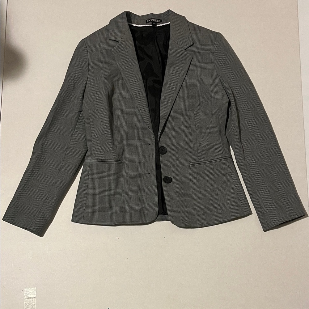 Express Gray Plaid Tailored Blazer size 6